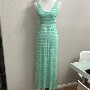 NWT Ocean Drive Green Striped Maxi Dress